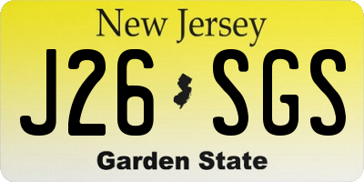 NJ license plate J26SGS