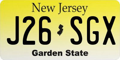 NJ license plate J26SGX