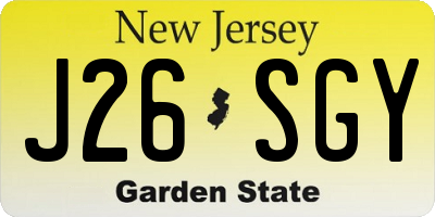 NJ license plate J26SGY