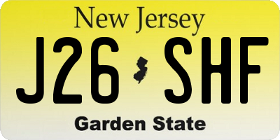 NJ license plate J26SHF