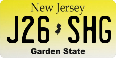 NJ license plate J26SHG