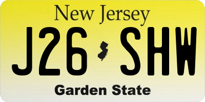 NJ license plate J26SHW