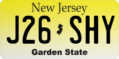NJ license plate J26SHY