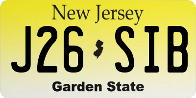 NJ license plate J26SIB