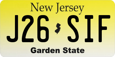 NJ license plate J26SIF