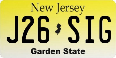 NJ license plate J26SIG