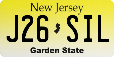 NJ license plate J26SIL