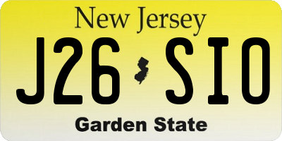 NJ license plate J26SIO