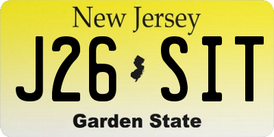 NJ license plate J26SIT