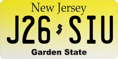 NJ license plate J26SIU