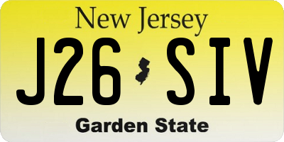 NJ license plate J26SIV