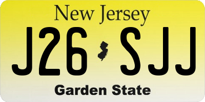 NJ license plate J26SJJ