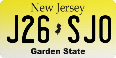 NJ license plate J26SJO