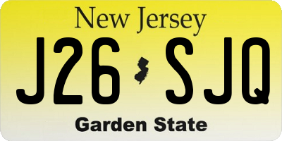 NJ license plate J26SJQ