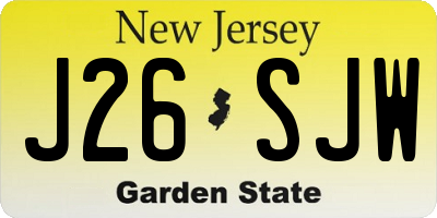 NJ license plate J26SJW