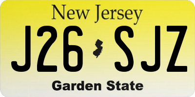 NJ license plate J26SJZ