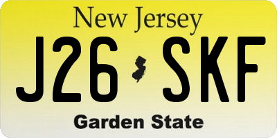 NJ license plate J26SKF