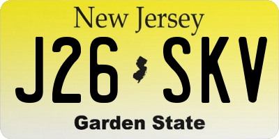 NJ license plate J26SKV