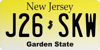 NJ license plate J26SKW