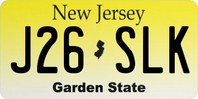 NJ license plate J26SLK