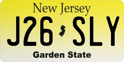 NJ license plate J26SLY