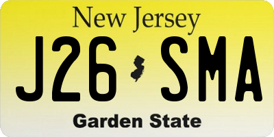 NJ license plate J26SMA