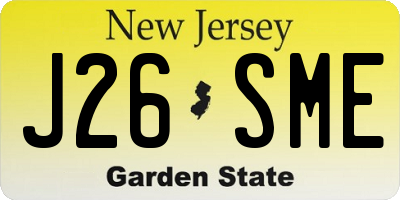 NJ license plate J26SME
