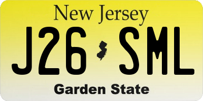 NJ license plate J26SML