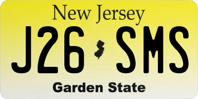 NJ license plate J26SMS