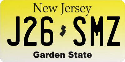 NJ license plate J26SMZ