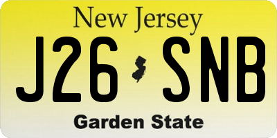 NJ license plate J26SNB