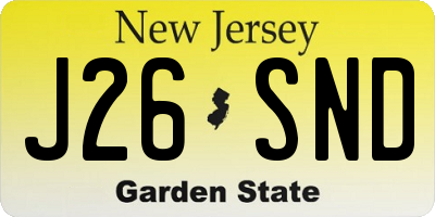 NJ license plate J26SND