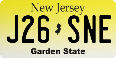 NJ license plate J26SNE