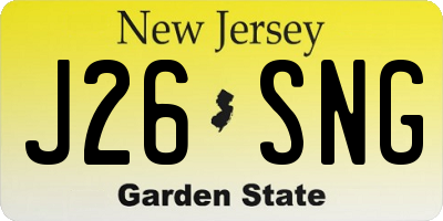 NJ license plate J26SNG
