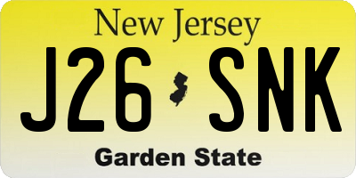 NJ license plate J26SNK