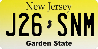 NJ license plate J26SNM