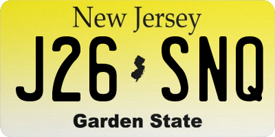 NJ license plate J26SNQ