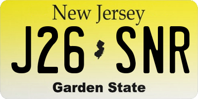 NJ license plate J26SNR