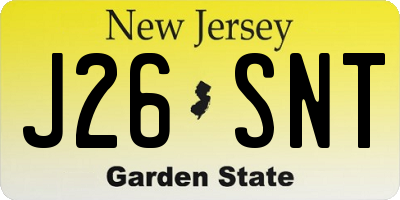 NJ license plate J26SNT