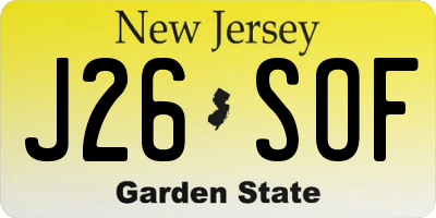 NJ license plate J26SOF