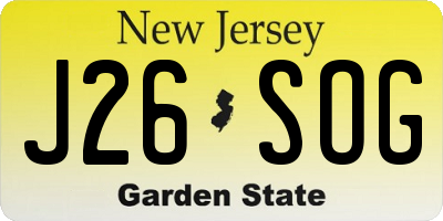 NJ license plate J26SOG