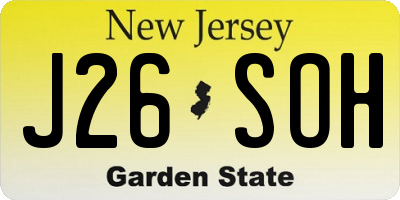 NJ license plate J26SOH