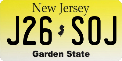 NJ license plate J26SOJ