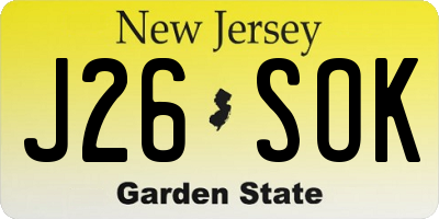 NJ license plate J26SOK