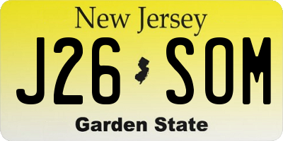 NJ license plate J26SOM