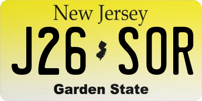 NJ license plate J26SOR