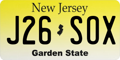 NJ license plate J26SOX
