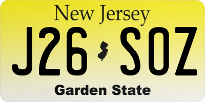 NJ license plate J26SOZ
