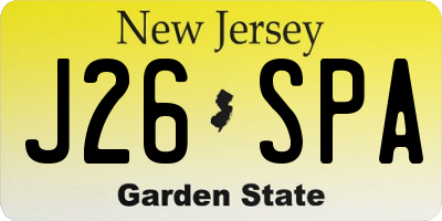 NJ license plate J26SPA