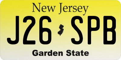 NJ license plate J26SPB